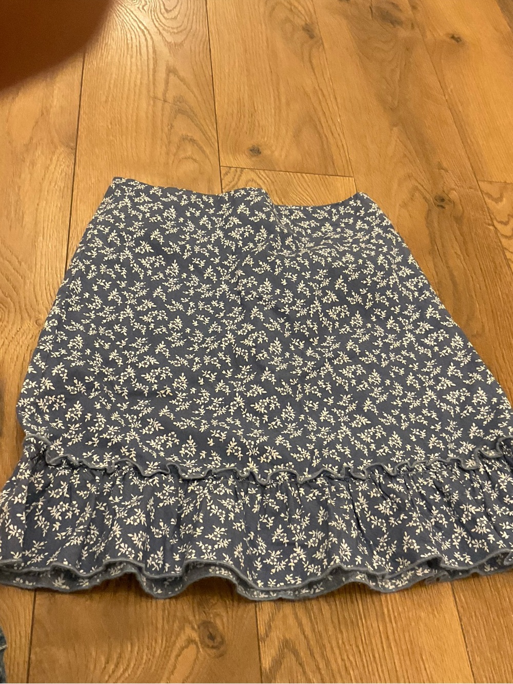 Brandy Melville Blue Floral Ruffle Mini Skirt